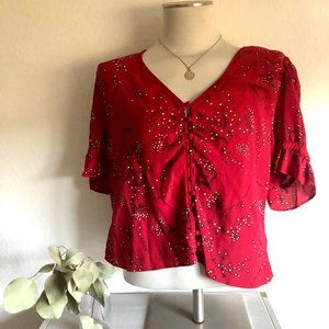 Madewell Red Floral Blouse